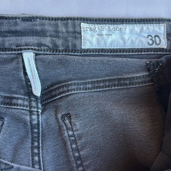 Rag & Bone Nina high-rise ankle skinny jeans w/ stretch, charcoal gray WYTHE - Picture 7 of 12